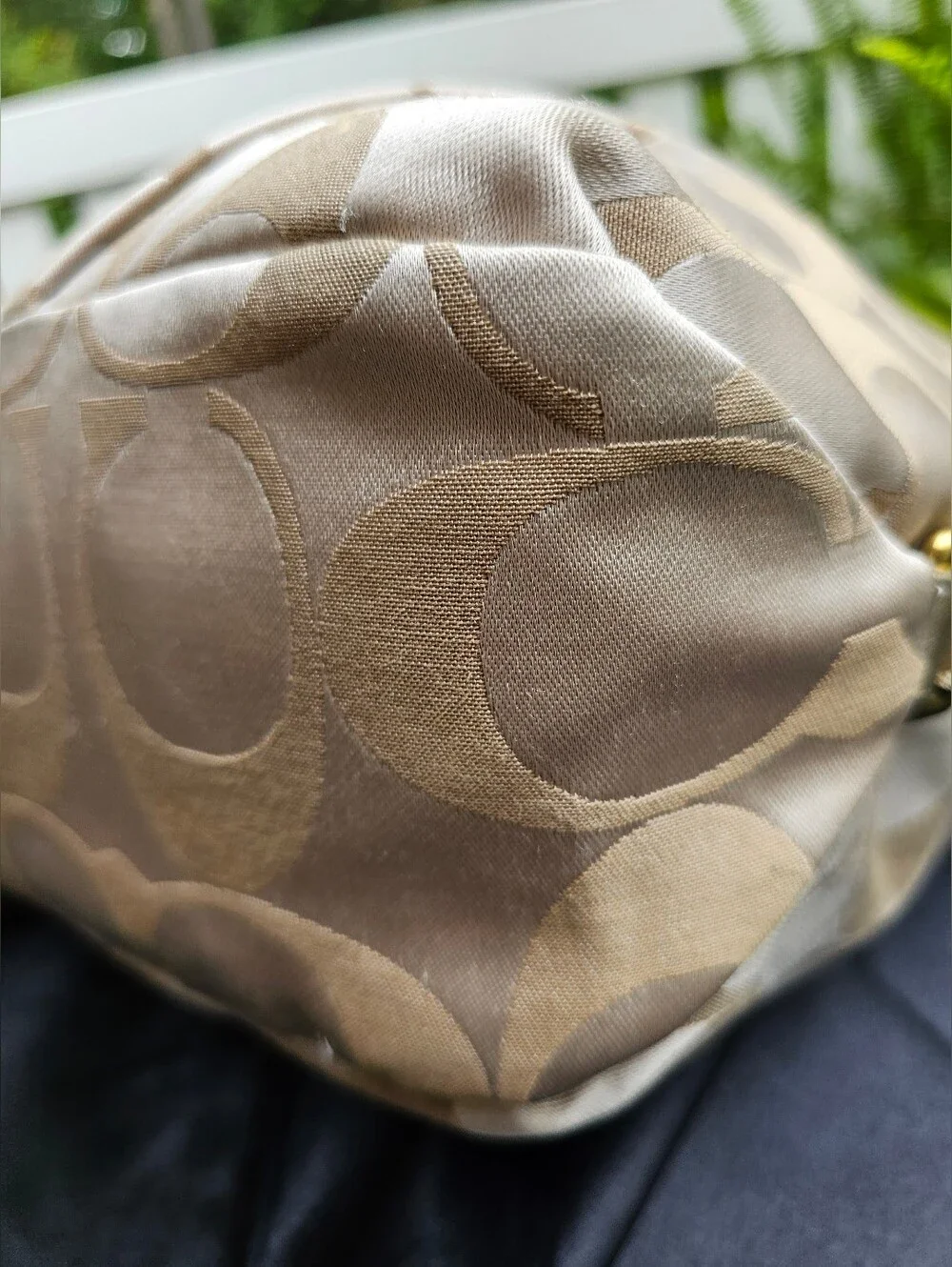 Coach F15679 Signature Optic Soho Hobo Bag Champagne Gold Sateen Jacquard
